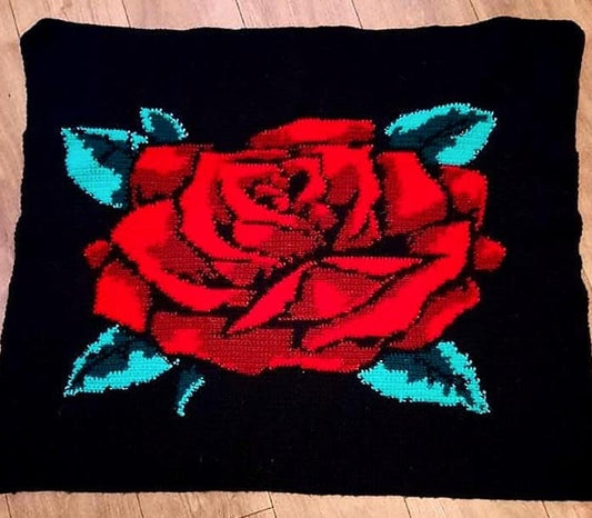 Red Rose Graphghan Pattern