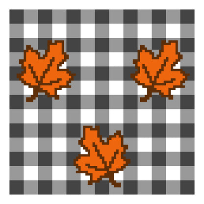 Plaid Leaves Crochet Graphghan Pillow