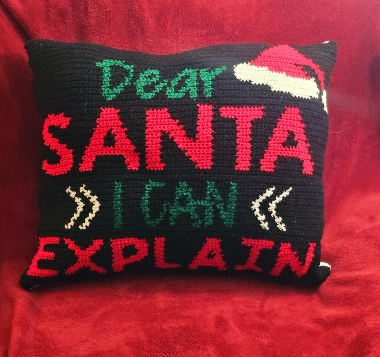 Santa I Can Explain Crochet Graphghan Christmas Pillow