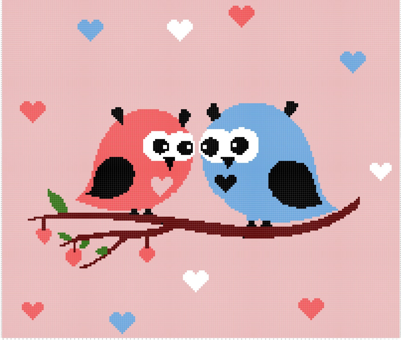 Birds of Love Graphghan Pattern- Valentines Day, Love