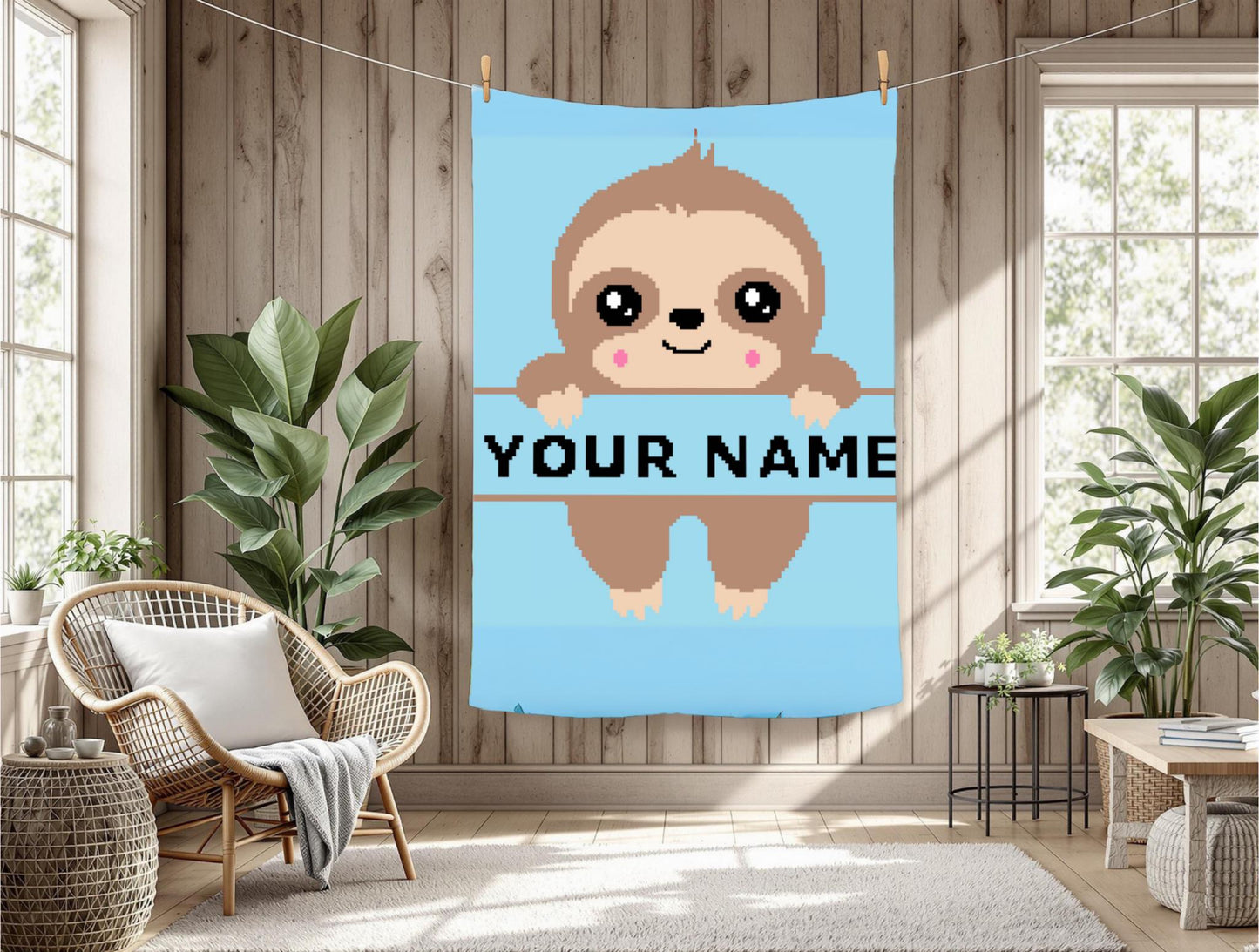 Custom Baby size Sloth Graphghan Pattern