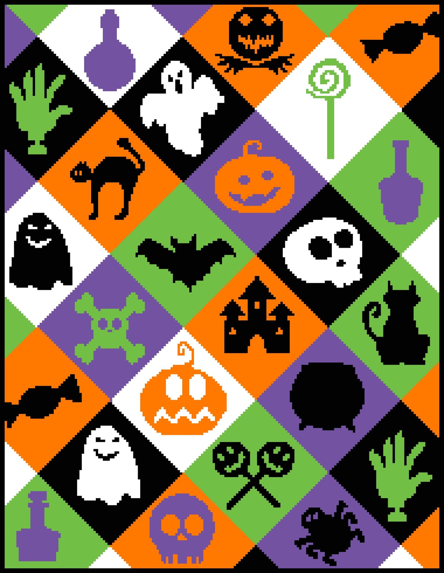 Diamonds of Halloween Graphghan Crochet Pattern