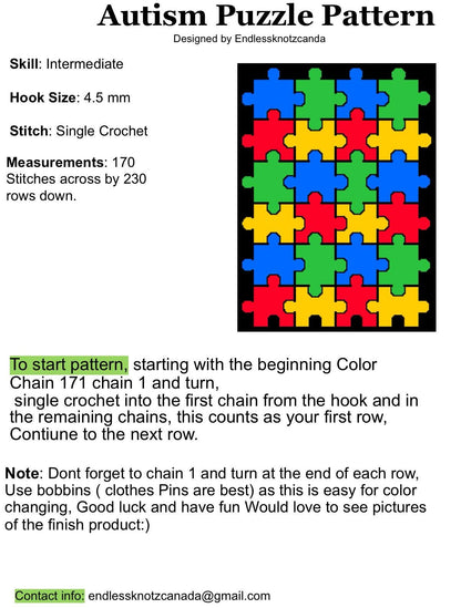 Autism Puzzle Crochet Graphghan Pattern