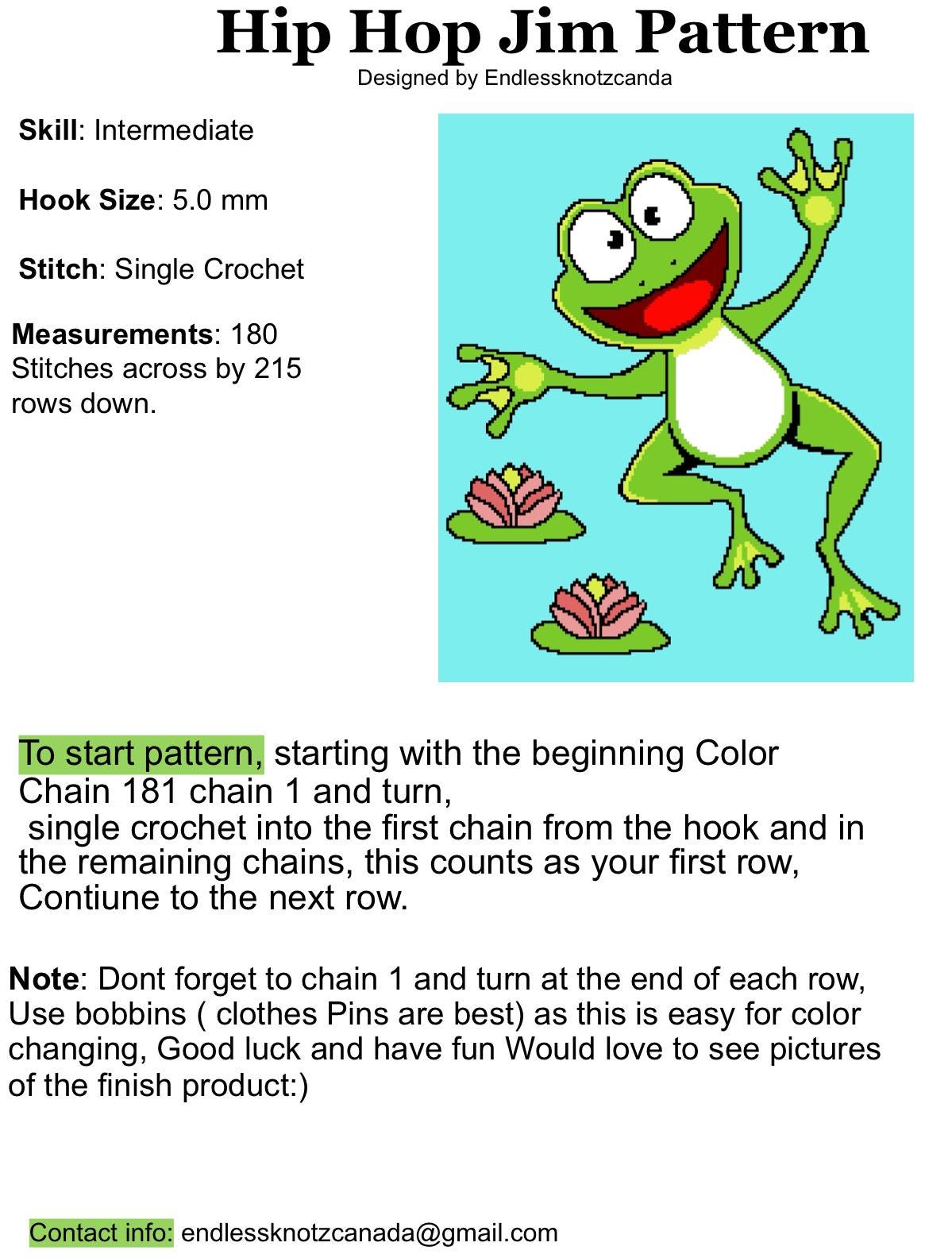 Hip Hop Jim Graphghan Crochet Pattern