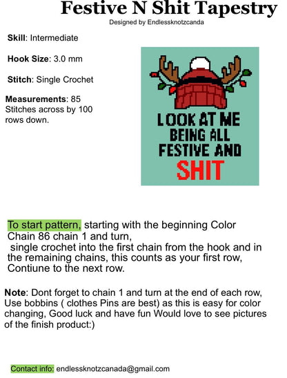 Festive & Shit Tapestry Crochet Graphghan Pattern