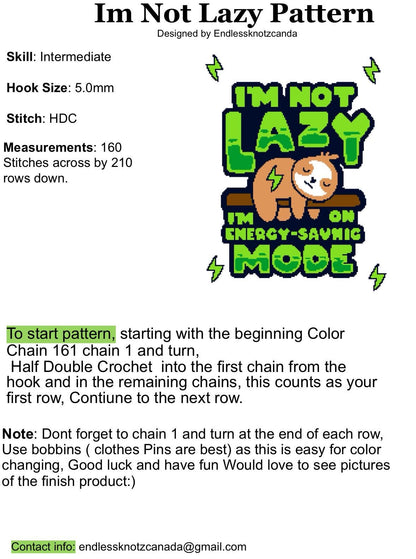 I’m Not Lazy Crochet Graphghan Pattern