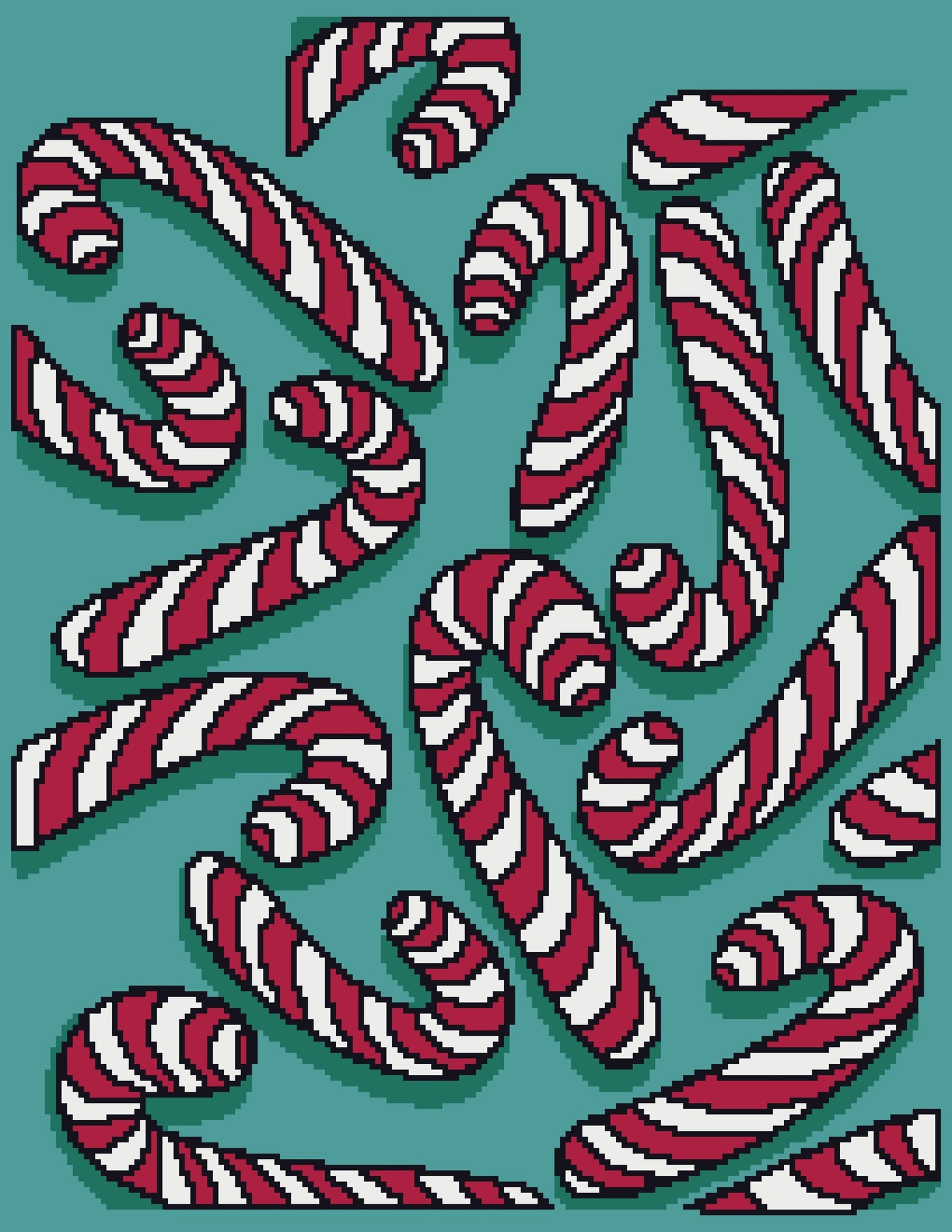Candy Cane Scatter Graphghan Crochet Pattern