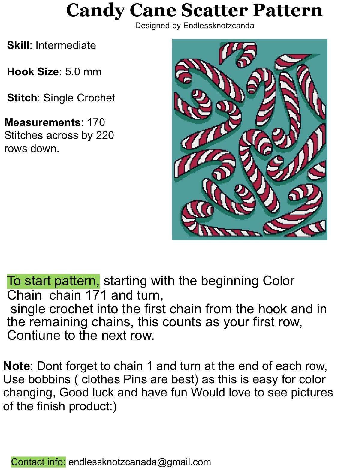 Candy Cane Scatter Graphghan Crochet Pattern