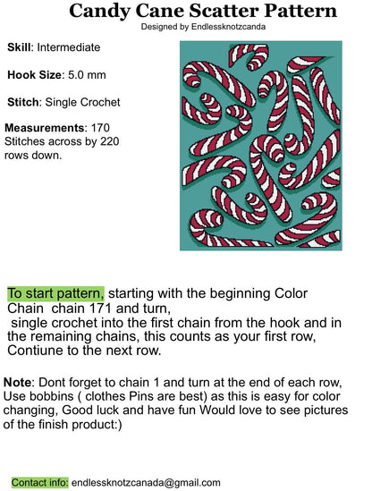 Candy Cane Scatter Graphghan Crochet Pattern