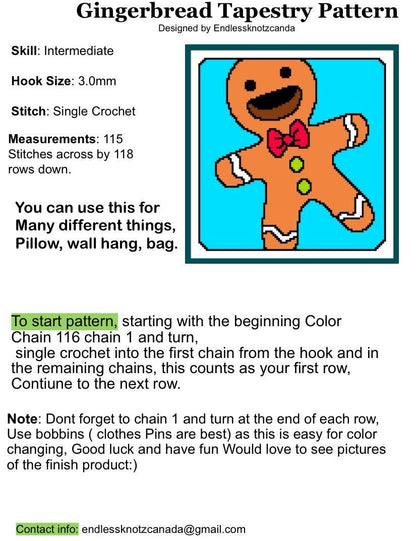Gingerbread Man Tapestry Crochet Graphghan Pattern