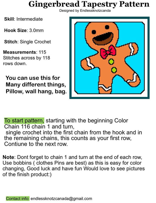 Gingerbread Man Tapestry Crochet Graphghan Pattern