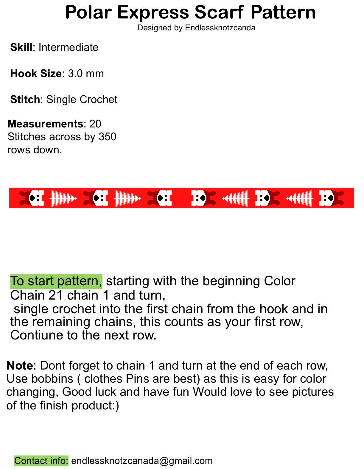 Polar Express Scarf Graphghan/tapestry Crochet Pattern