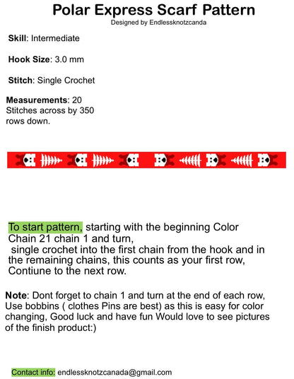 Polar Express Scarf Graphghan/tapestry Crochet Pattern