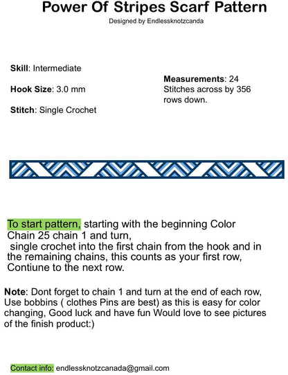 Power Of Stripes Scarf Graphghan/tapestry Crochet Pattern