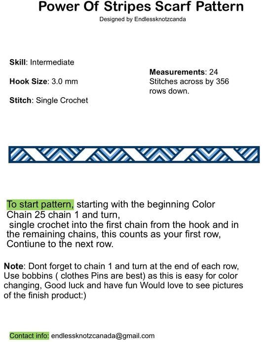 Power Of Stripes Scarf Graphghan/tapestry Crochet Pattern