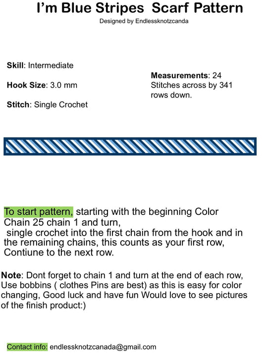 I’m Blue Stripes Scarf Graphghan/tapestry Crochet Pattern