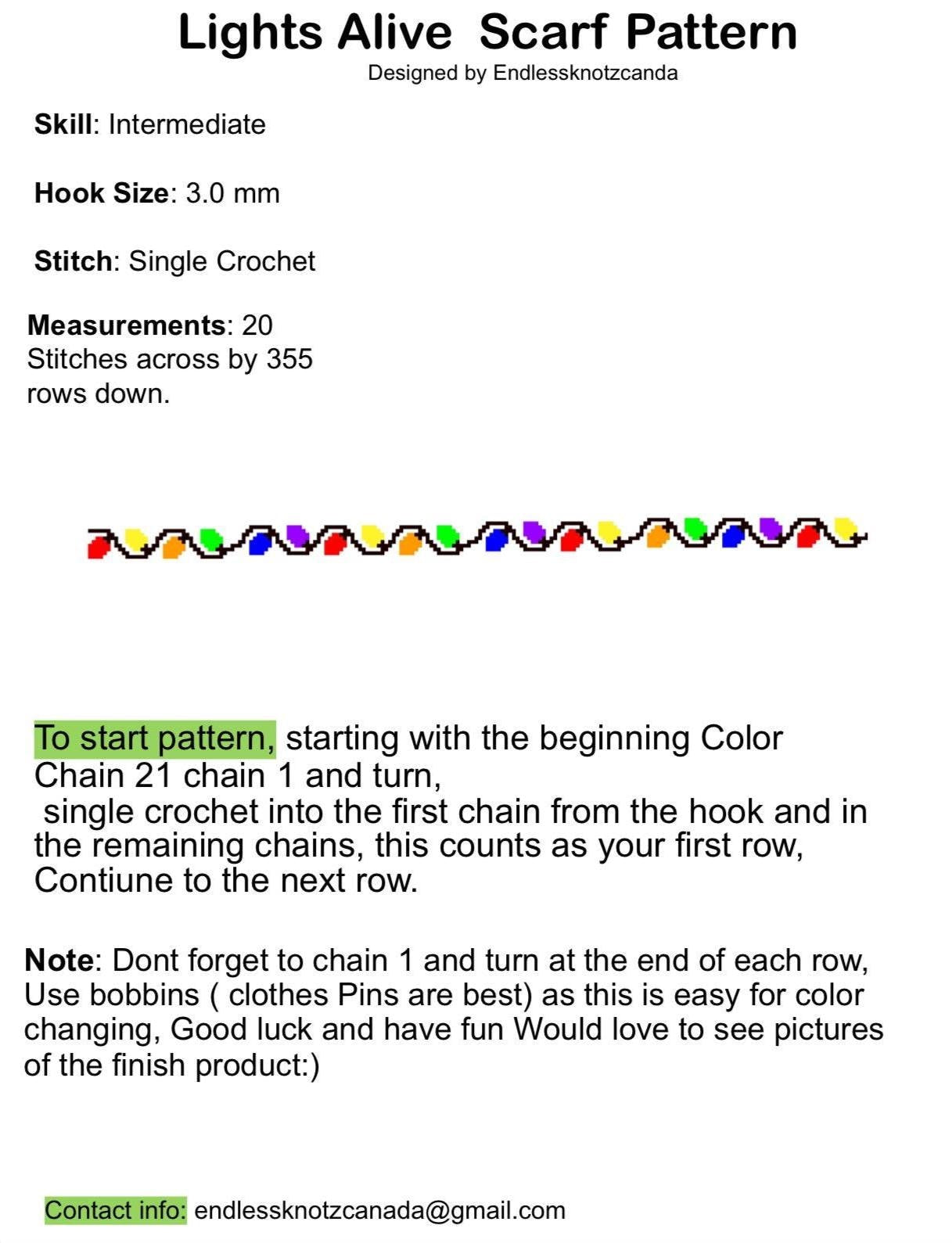 Lights Alive Scarf Graphghan/tapestry Crochet Pattern