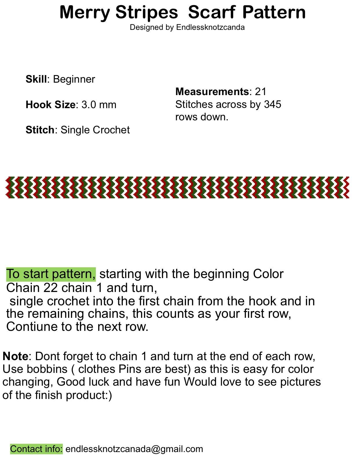 Merry Stripes Stripes Scarf Graphghan/tapestry Crochet Pattern