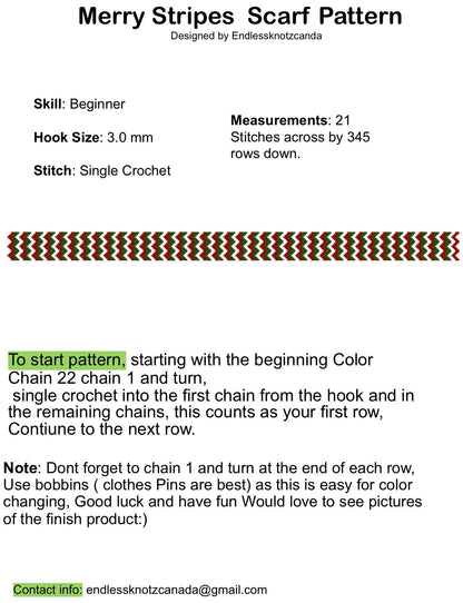 Merry Stripes Stripes Scarf Graphghan/tapestry Crochet Pattern