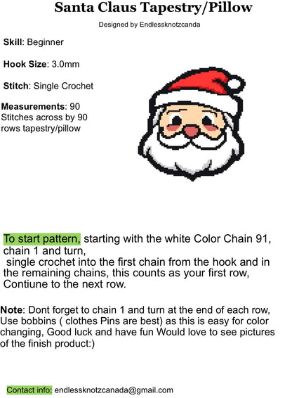 Santa Claus Crochet Graphghan Christmas Pillow