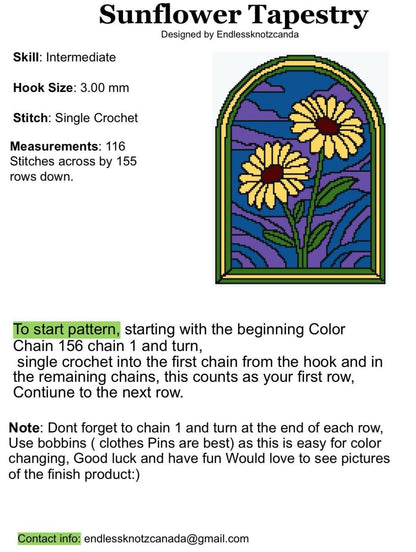 Sunflower Tapestry Graphghan Crochet Pattern