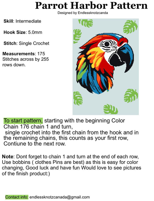 Parrot Harbor Crochet Graphghan Pattern
