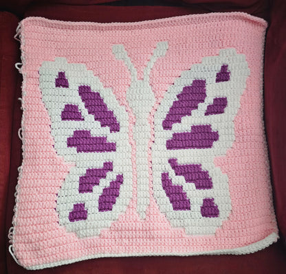 Butterfly Over-lay Mosaic Crochet Pattern with Color Changes Small Panel/ Pillow